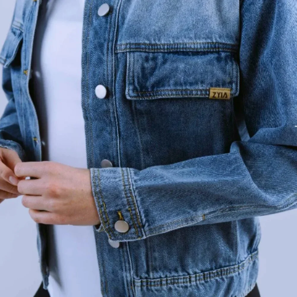NWT Zyia Faded Indigo Crossroads Denim Jacket 2, Size M - Picture 3 of 13
